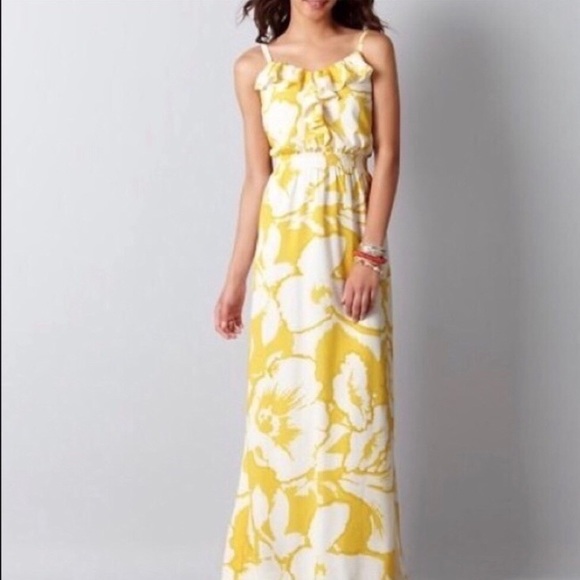 yellow white maxi dress